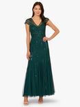 Adrianna Papell Studio Beaded Stripe Maxi Dress, Gem Green