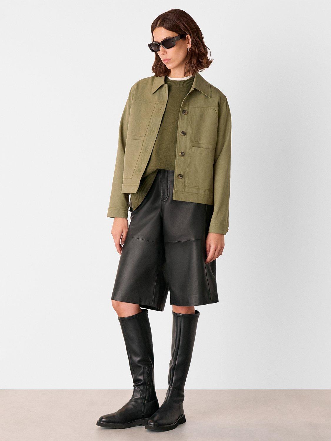 Product image 3 of 5, which shows Whistles Mia Pocket Detail Jacket, Khaki, 6