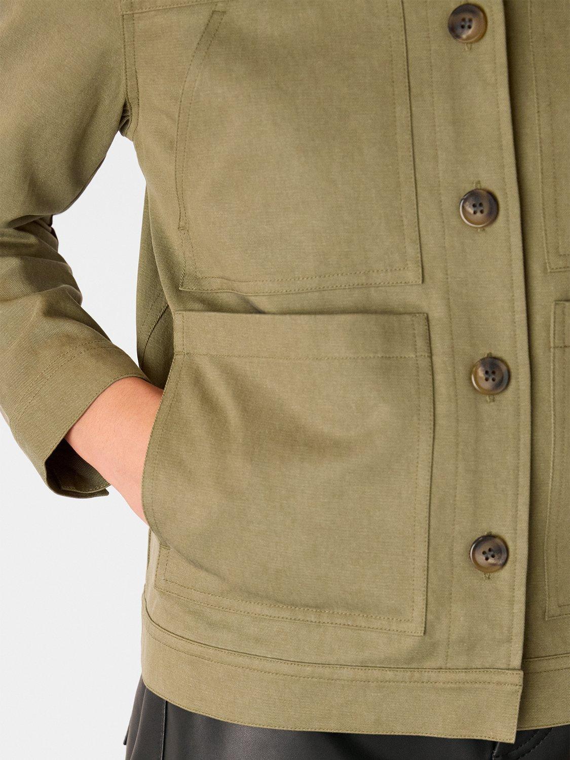 Product image 4 of 5, which shows Whistles Mia Pocket Detail Jacket, Khaki, 6