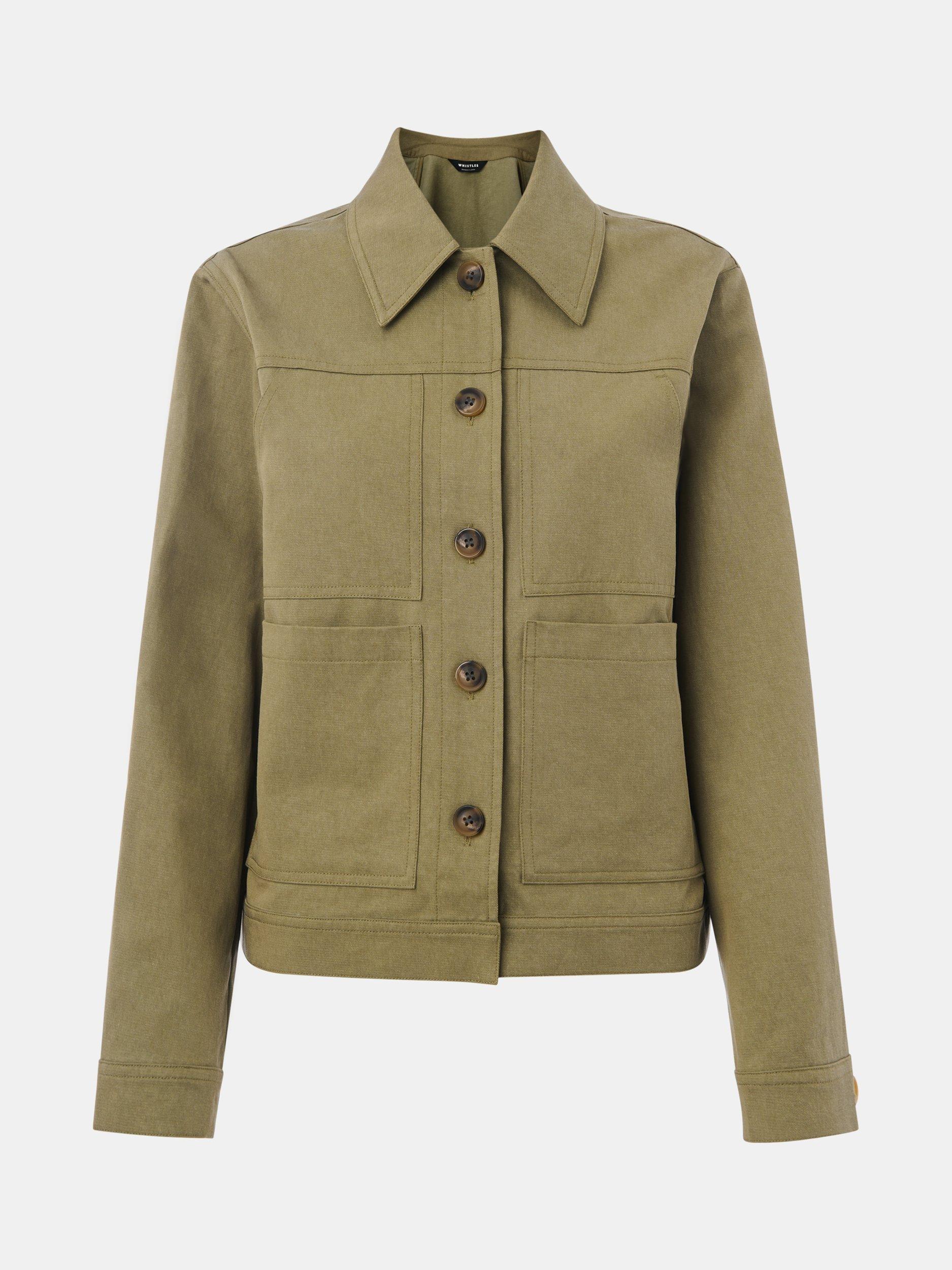 Product image 5 of 5, which shows Whistles Mia Pocket Detail Jacket, Khaki, 6