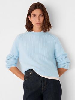 Whistles Aria Crew Neck Wool Blend Jumper, Pale Blue