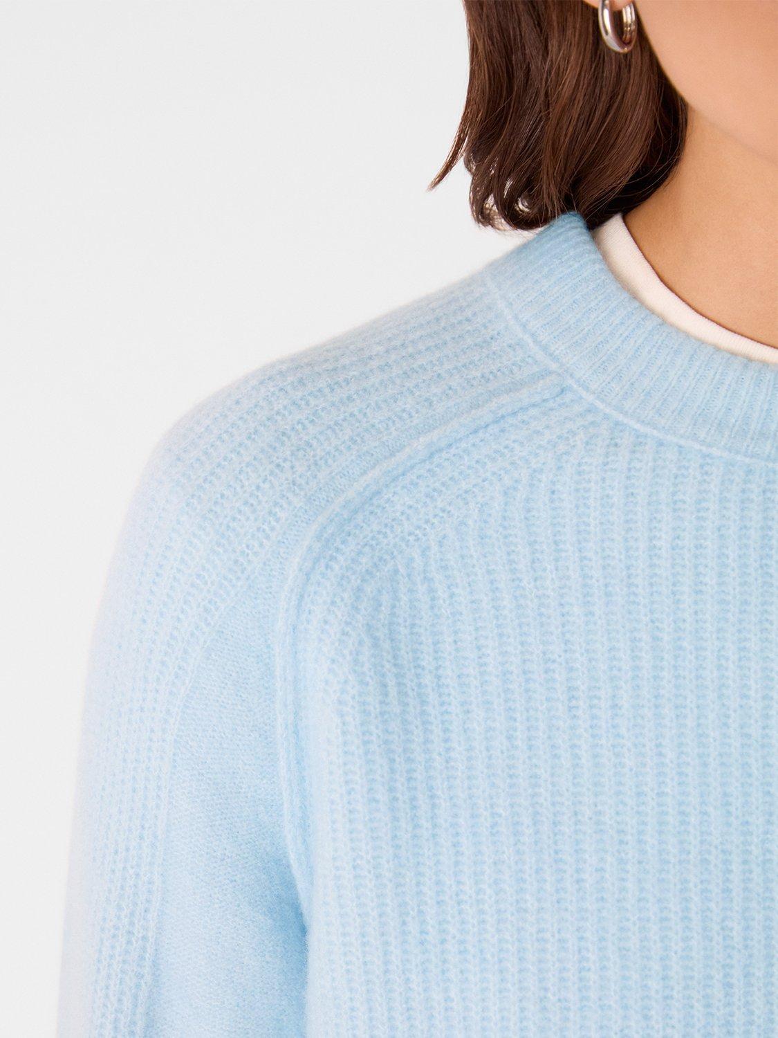 Product image 4 of 5, which shows Whistles Aria Crew Neck Wool Blend Jumper, Pale Blue, M