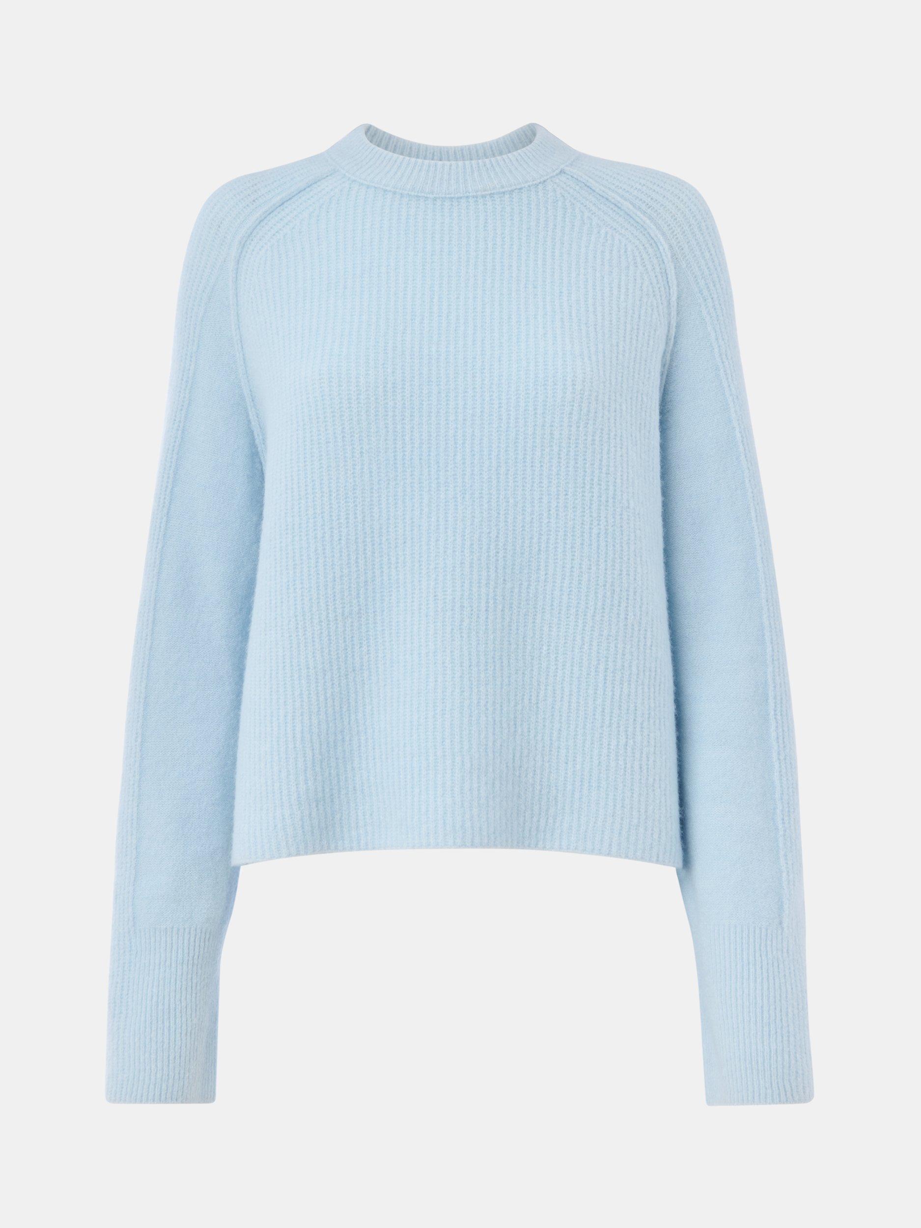 Product image 5 of 5, which shows Whistles Aria Crew Neck Wool Blend Jumper, Pale Blue, M