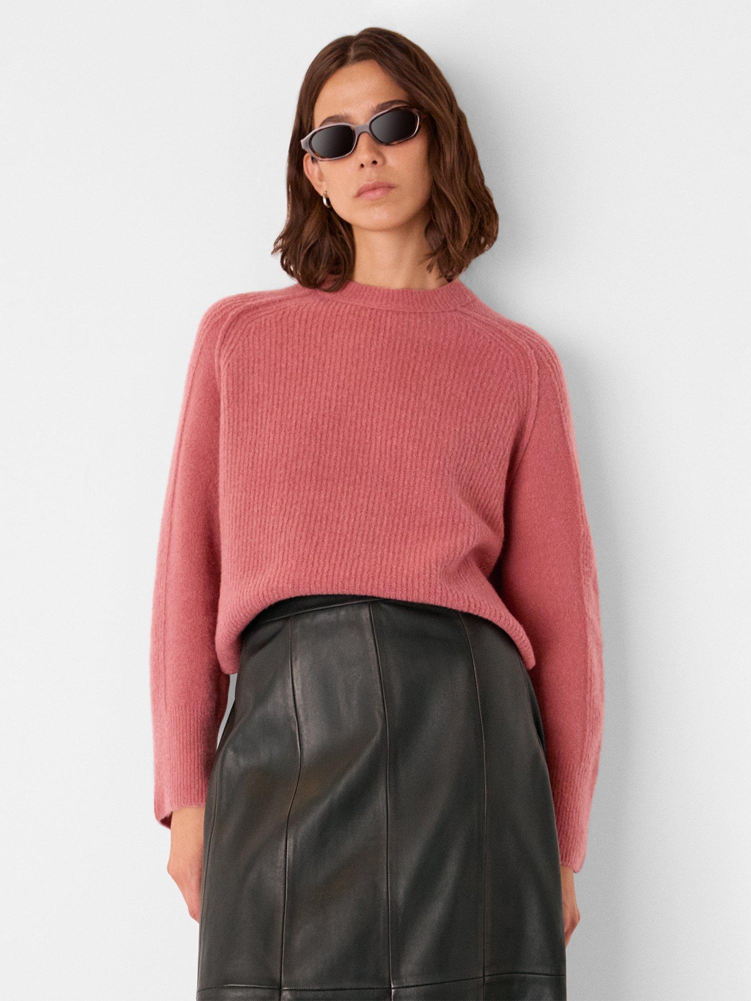 Product image 1 of 5, which shows Whistles Aria Crew Neck Wool Blend Jumper, Rose, M