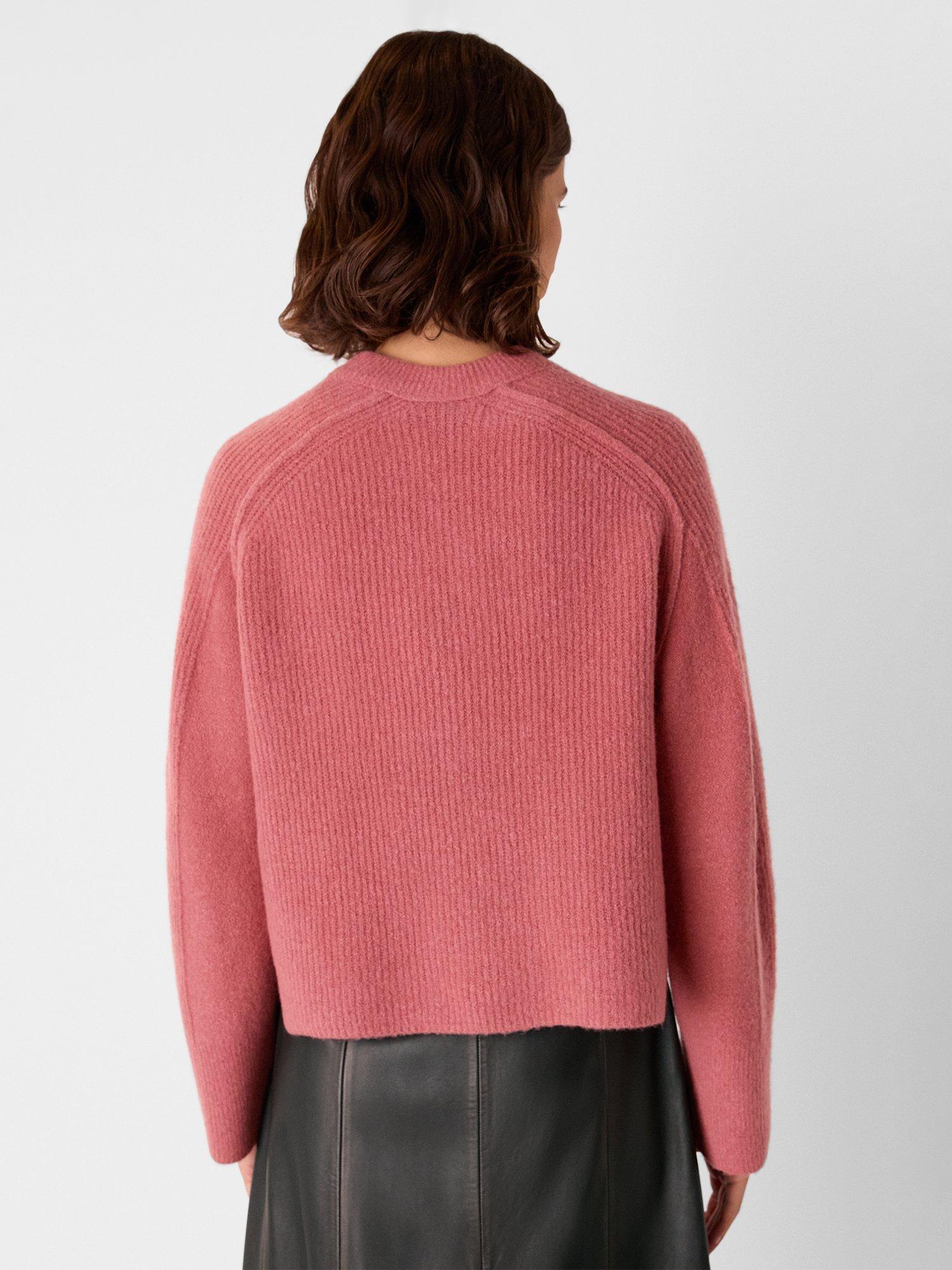 Product image 2 of 5, which shows Whistles Aria Crew Neck Wool Blend Jumper, Rose, M