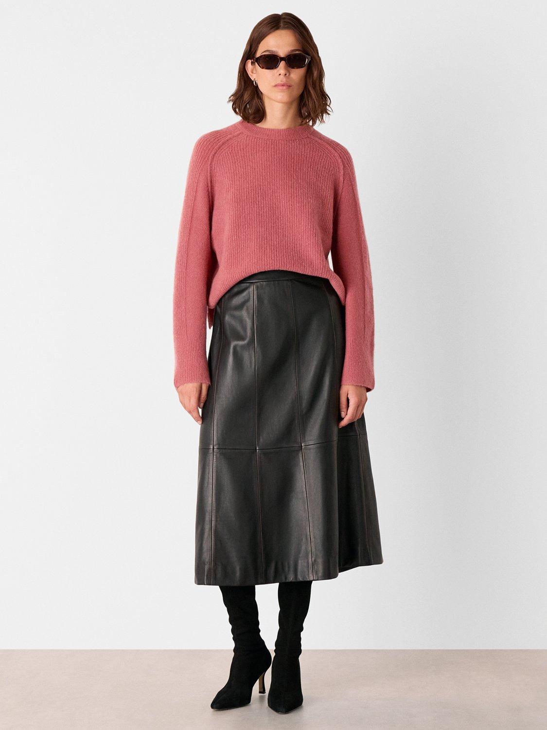 Product image 4 of 5, which shows Whistles Aria Crew Neck Wool Blend Jumper, Rose, M