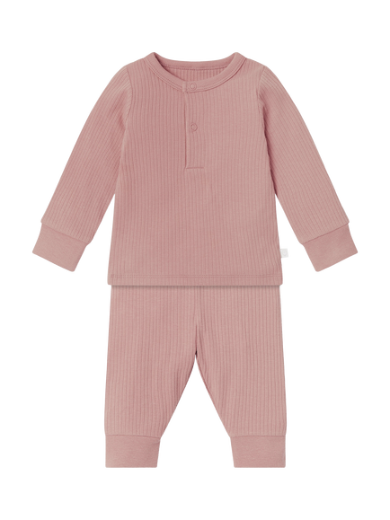 MORI Baby Ribbed Pyjamas, Rose, Rose