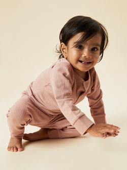 MORI Baby Ribbed Pyjamas, Rose - view 2, Rose