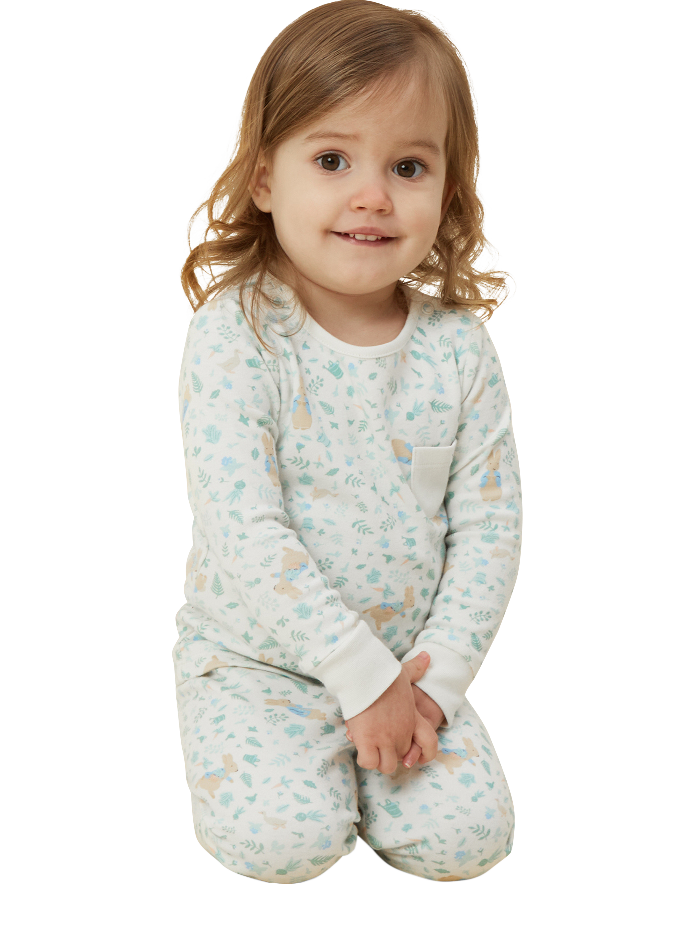 Product image 1 of 3, which shows MORI Baby Cotton Blend Long Sleeved Pyjamas, Peter Rabbit Print, 2-3 years