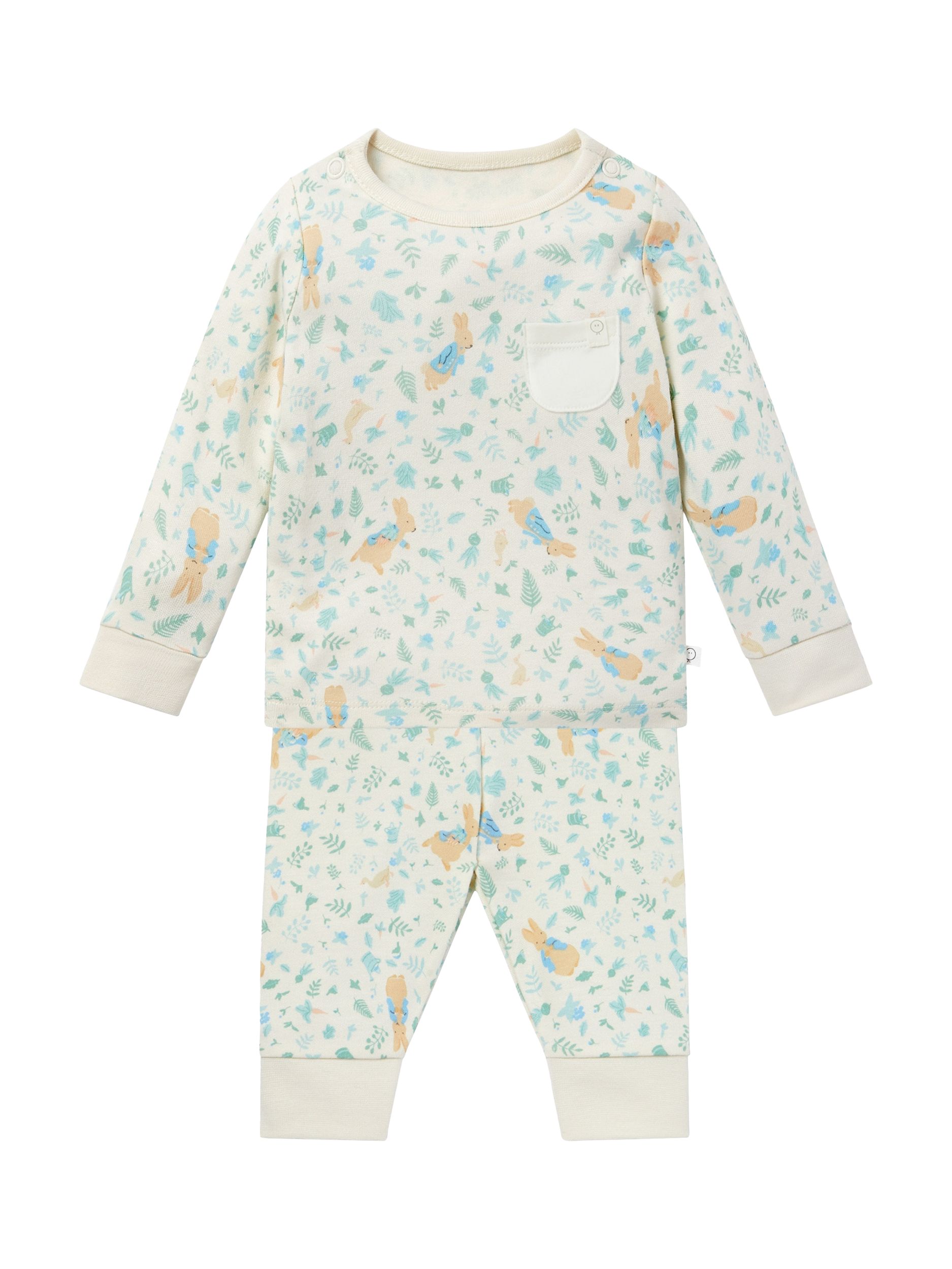 Product image 2 of 3, which shows MORI Baby Cotton Blend Long Sleeved Pyjamas, Peter Rabbit Print, 2-3 years