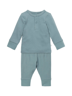 MORI Baby Ribbed Pyjamas, Sky, Sky
