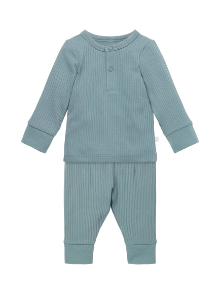 MORI Baby Ribbed Pyjamas, Sky, Sky