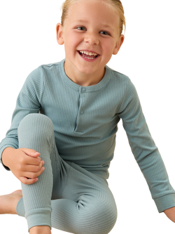 MORI Baby Ribbed Pyjamas, Sky - view 2, Sky