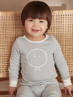 MORI Baby Cotton Blend Snoozy Pyjamas, Blue Stripe, Blue Stripe