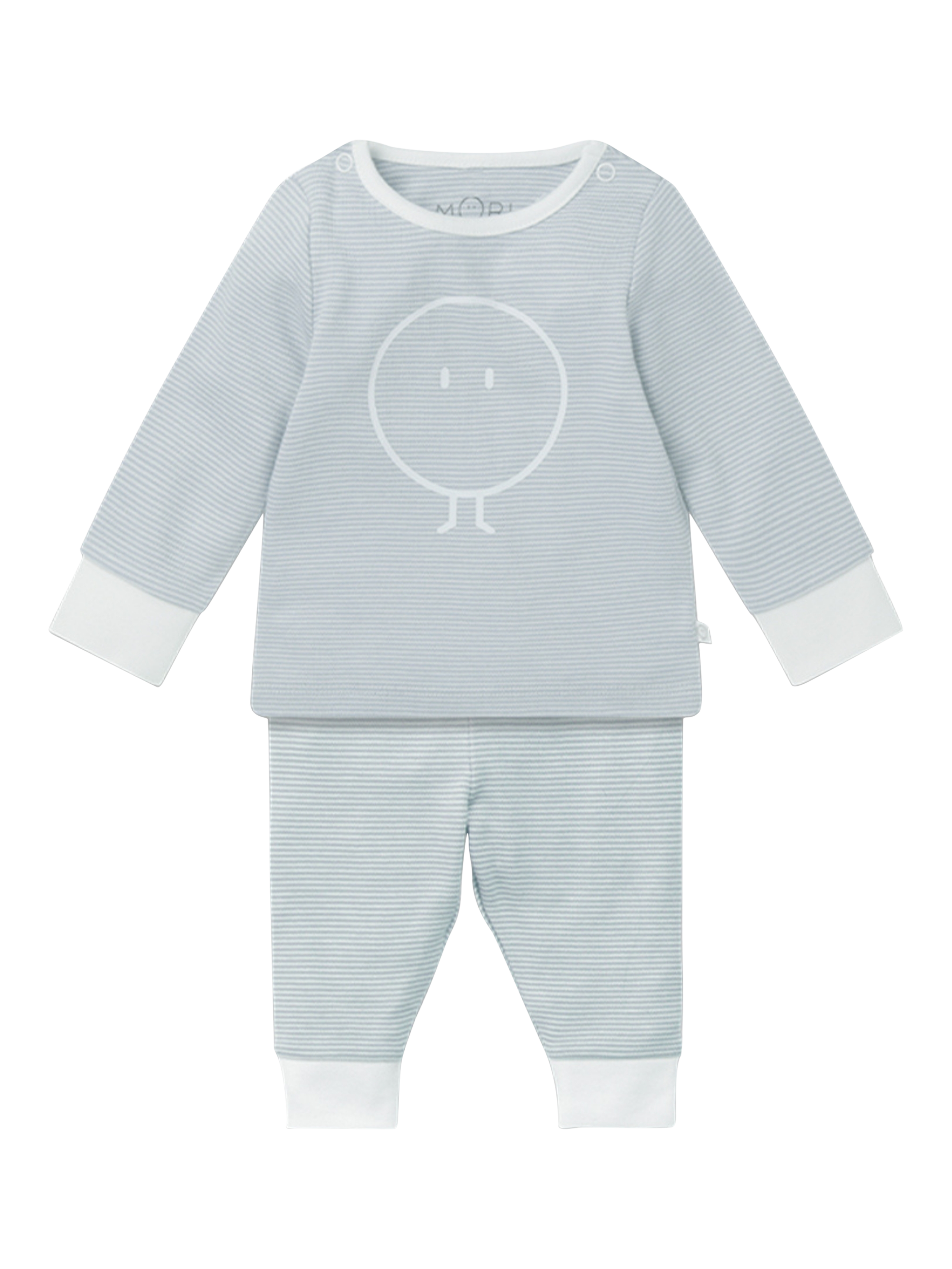 Product image 2 of 4, which shows MORI Baby Cotton Blend Snoozy Pyjamas, Blue Stripe, 9-12 months
