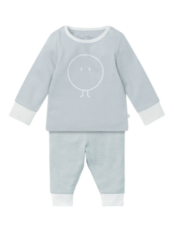 MORI Baby Cotton Blend Snoozy Pyjamas, Blue Stripe - view 2, Blue Stripe