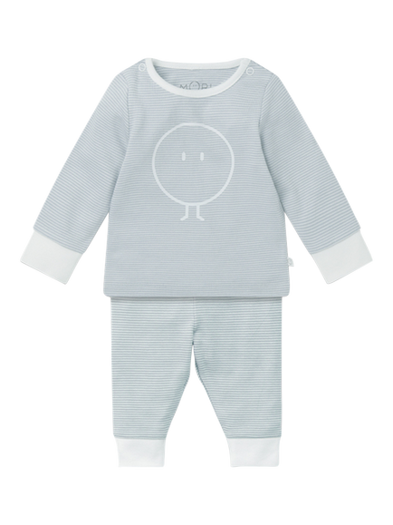 MORI Baby Cotton Blend Snoozy Pyjamas, Blue Stripe - view 2, Blue Stripe