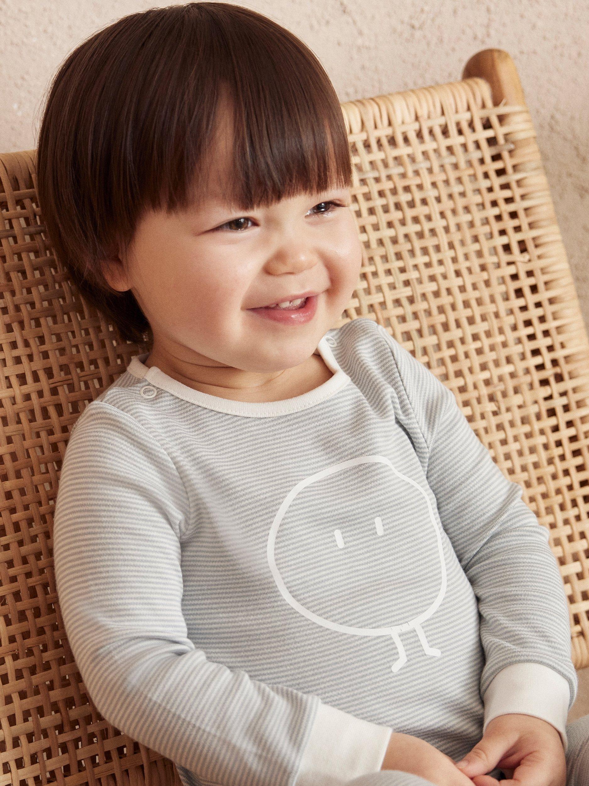 Product image 3 of 4, which shows MORI Baby Cotton Blend Snoozy Pyjamas, Blue Stripe, 9-12 months
