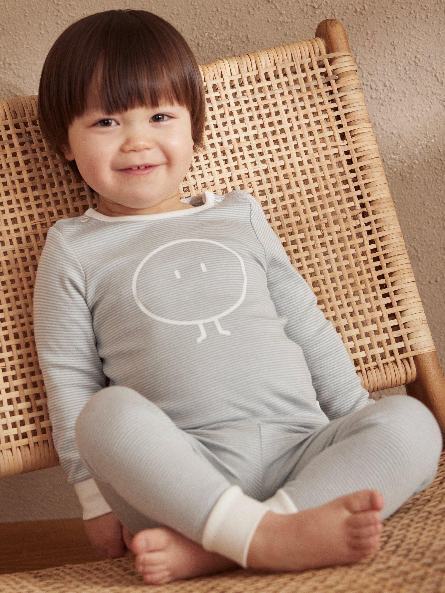 Product image 4 of 4, which shows MORI Baby Cotton Blend Snoozy Pyjamas, Blue Stripe, 9-12 months