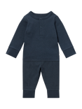 MORI Baby Ribbed Cotton Blend Long Sleeved Pyjamas, Navy
