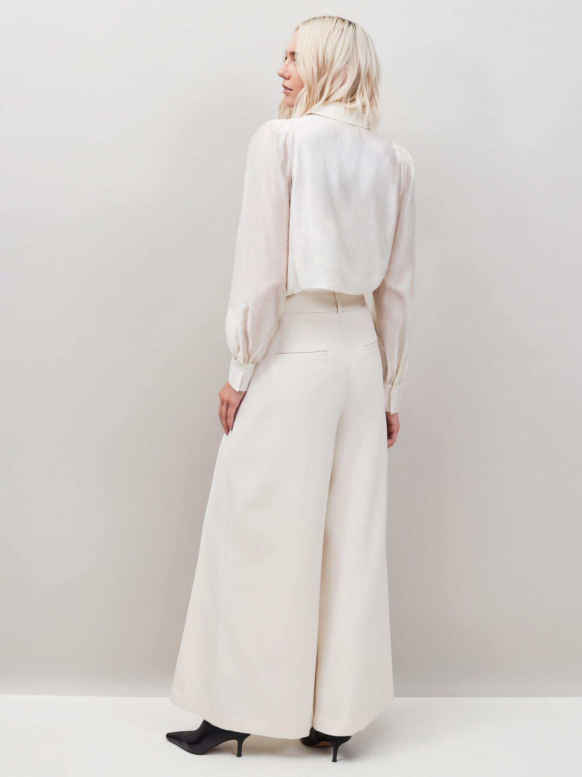 Product image 3 of 4, which shows Ro&Zo Tailored Wide Leg Trousers, Natural, 8