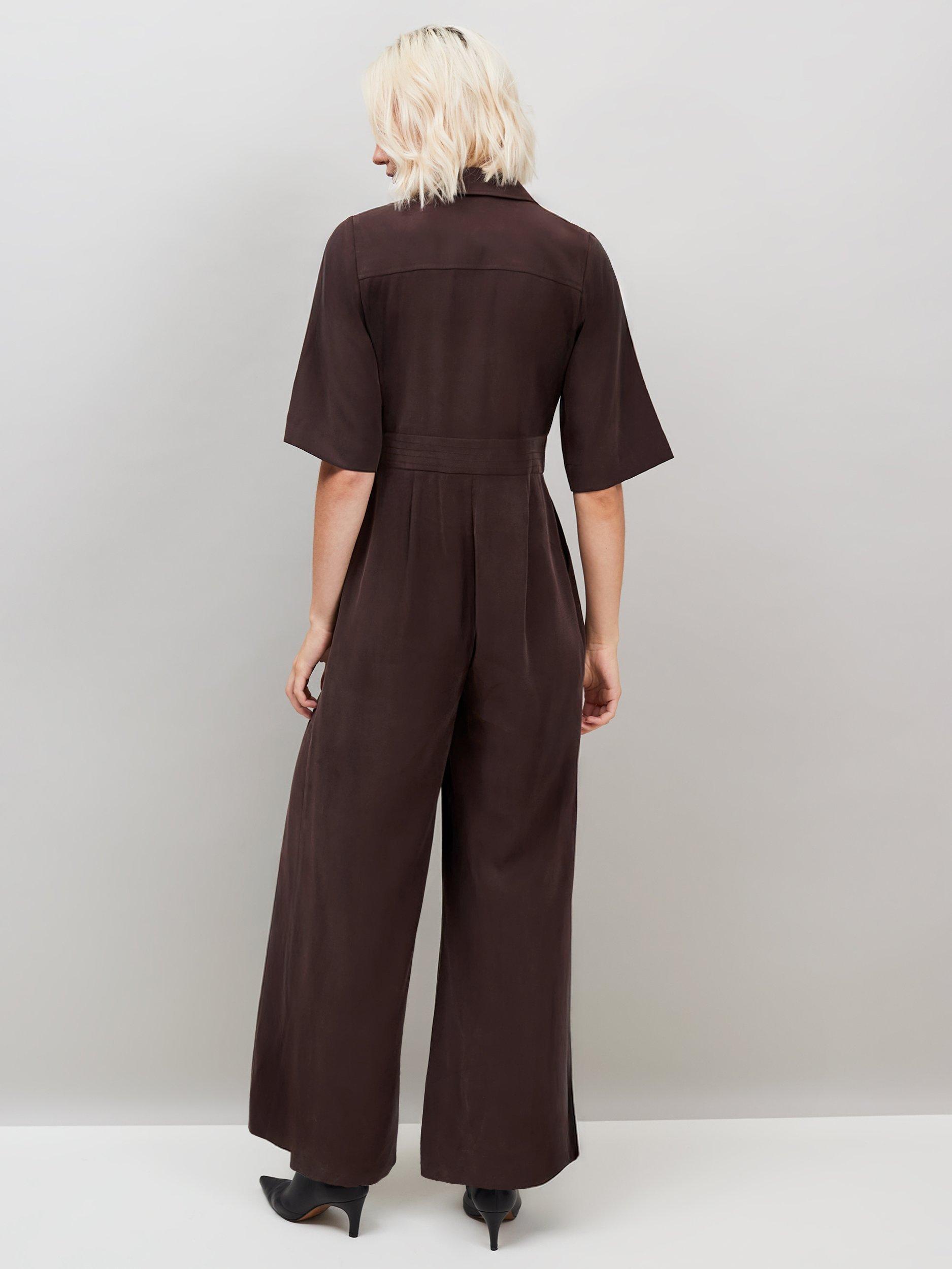 Product image 3 of 6, which shows Ro&Zo Tailored Wide Leg Jumpsuit, Chocolate, 12