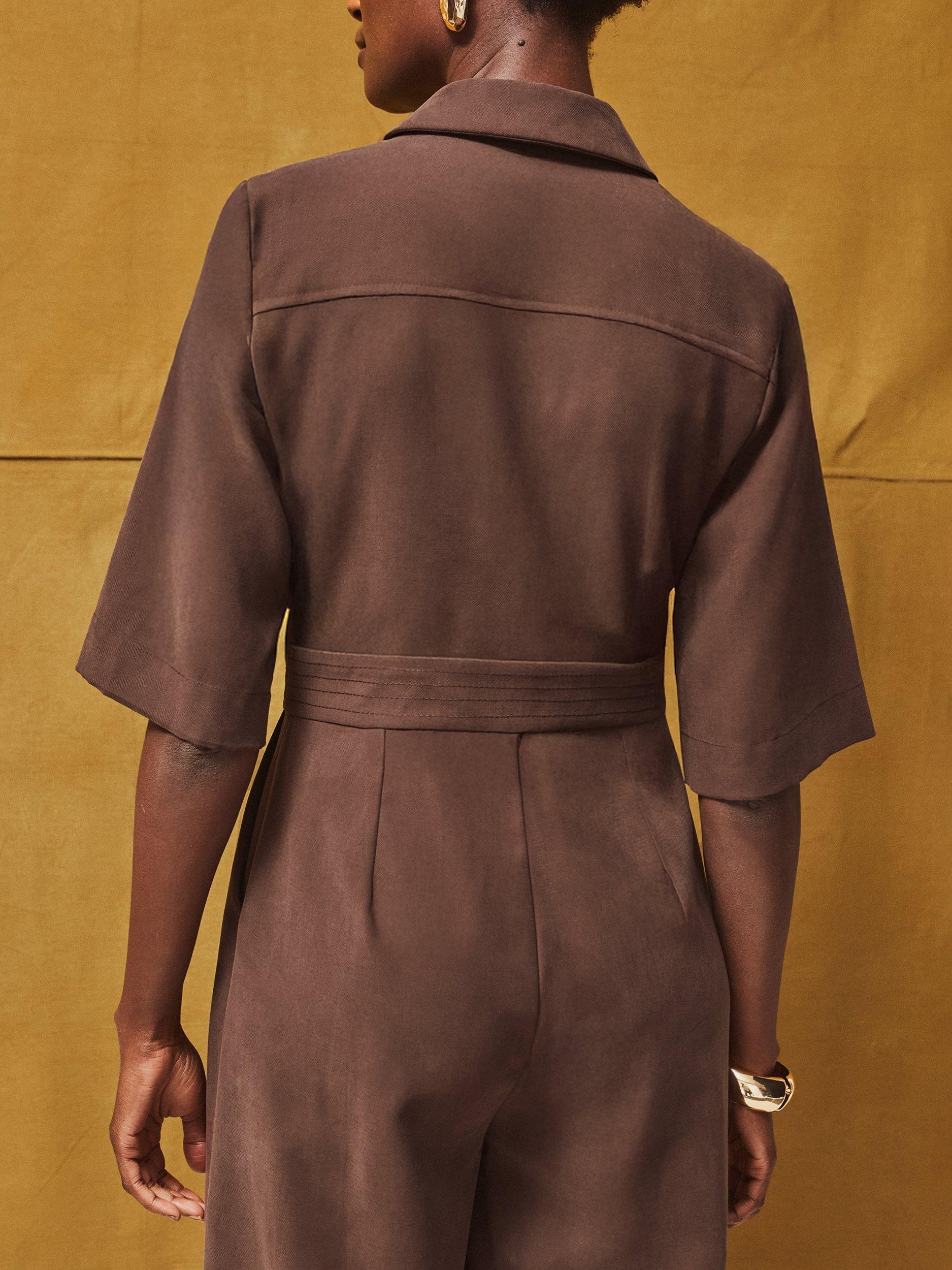 Product image 5 of 6, which shows Ro&Zo Tailored Wide Leg Jumpsuit, Chocolate, 12