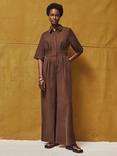 Ro&Zo Petite Tailored Wide Leg Jumpsuit, Chocolate