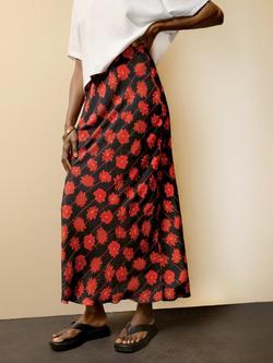 Ro&Zo Rose Stripe Bias Cut Skirt, Red - view 2, Red