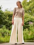 Ro&Zo Petite Tailored Wide Leg Trousers, Natural