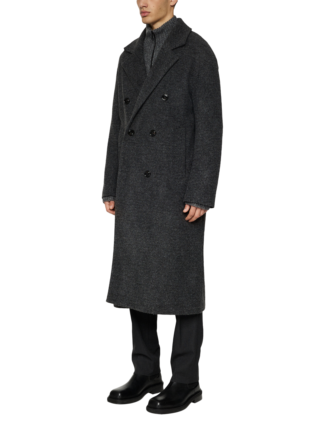 Product image 1 of 5, which shows J.Lindeberg Willy Coat, Dark Grey Melange, 46