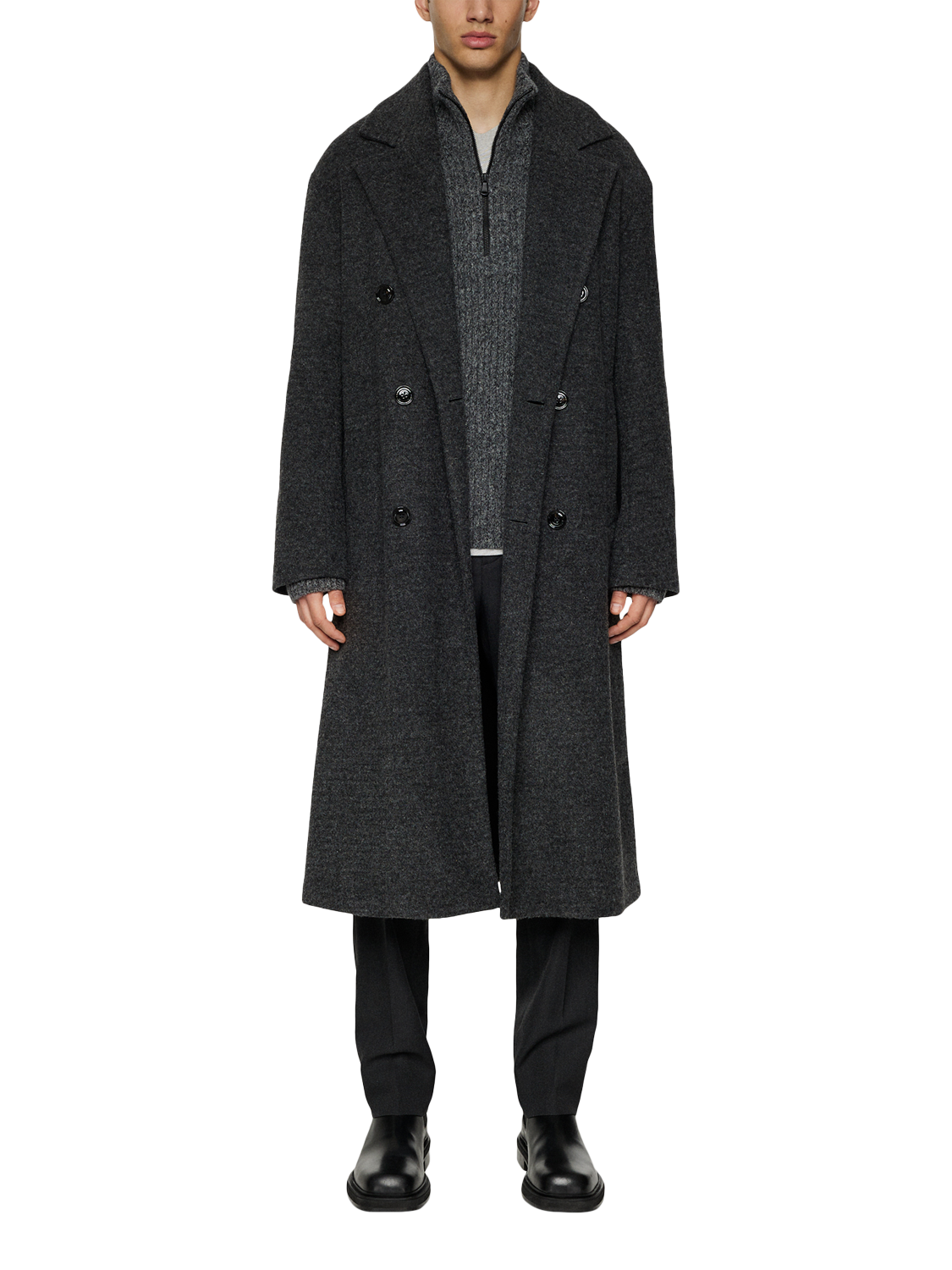 Product image 3 of 5, which shows J.Lindeberg Willy Coat, Dark Grey Melange, 46