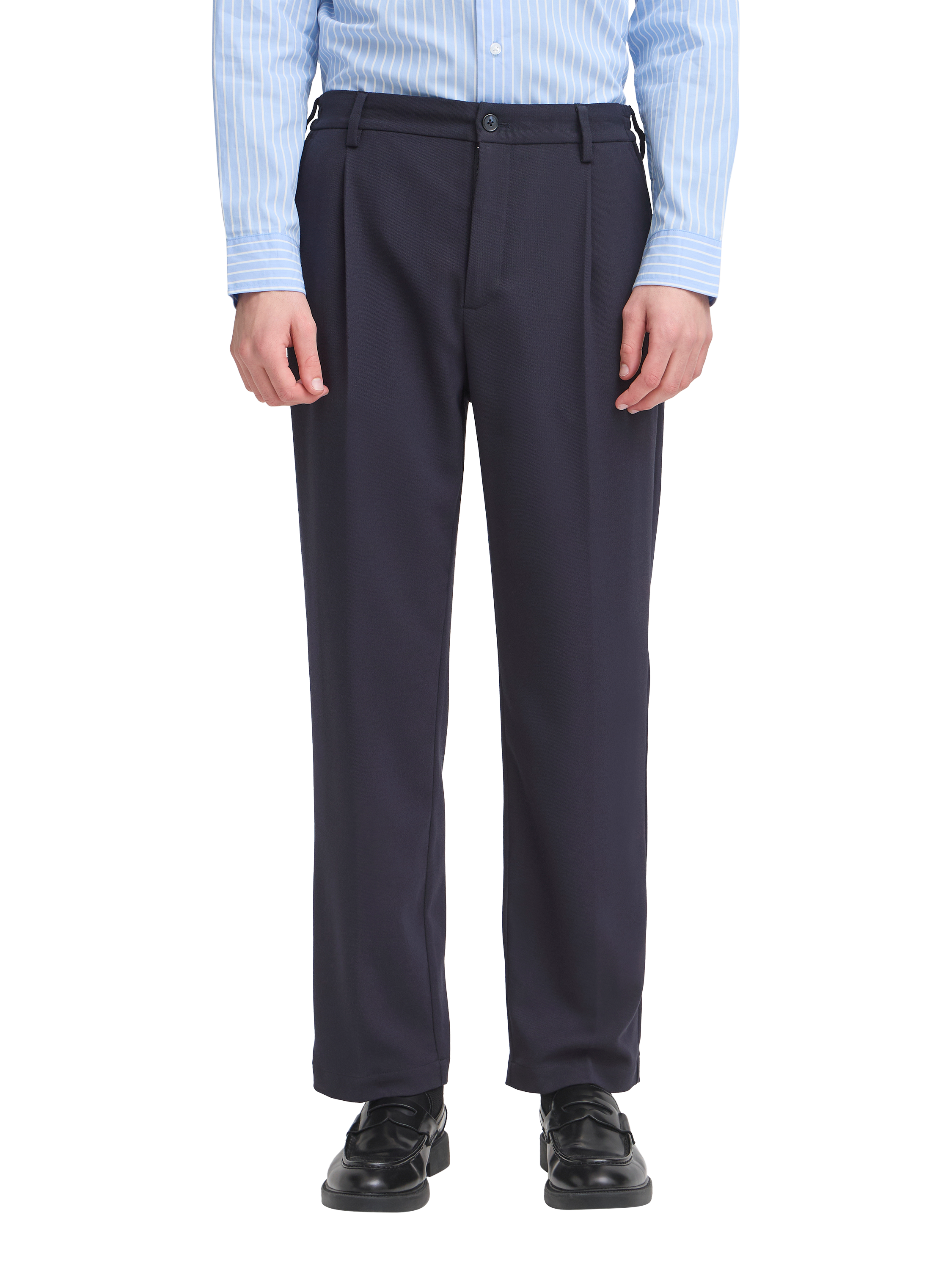 Product image 1 of 7, which shows Casual Friday Pierce Straight Tailored Trousers, Mid Blue, 34R