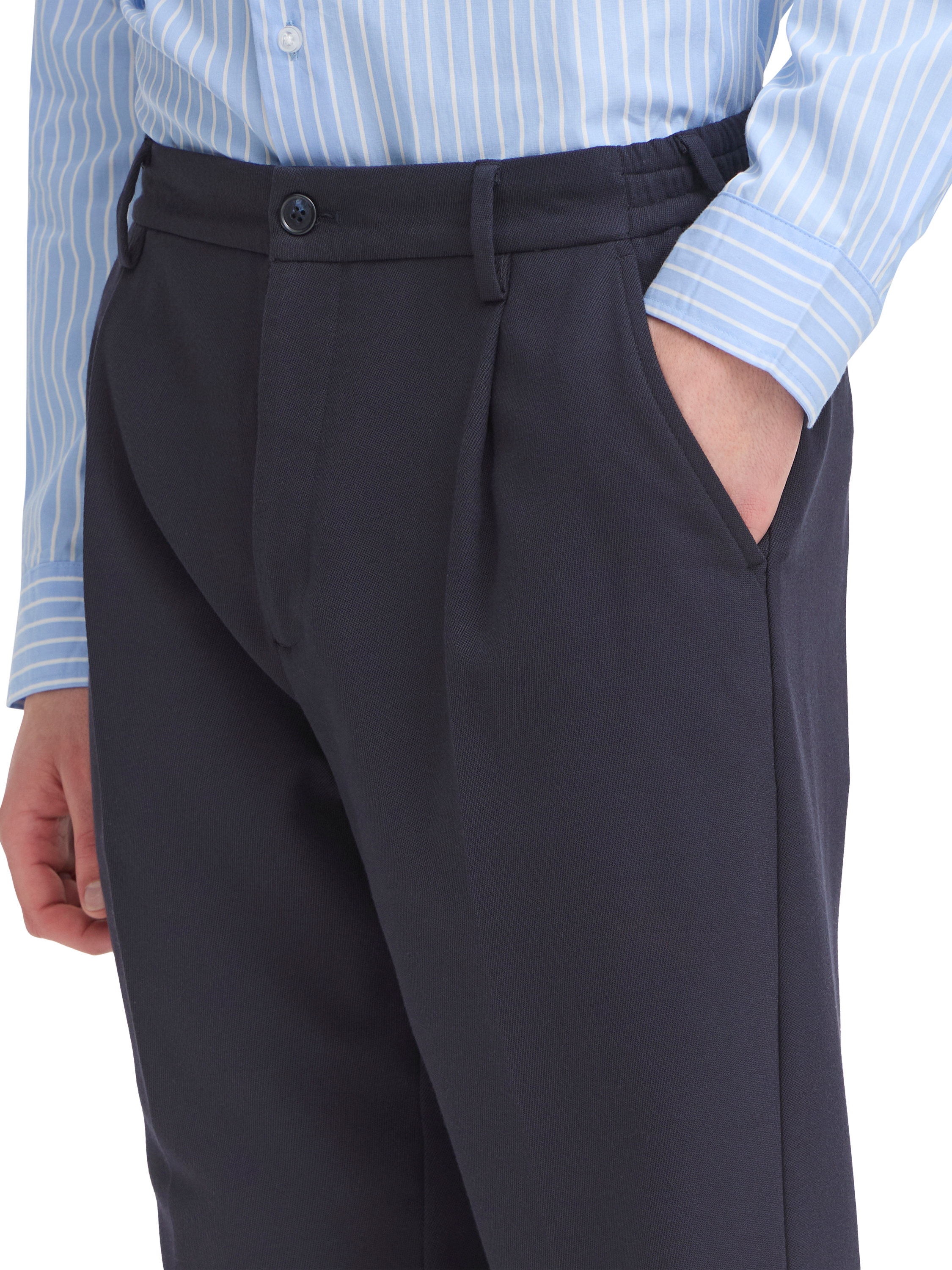Product image 4 of 7, which shows Casual Friday Pierce Straight Tailored Trousers, Mid Blue, 34R