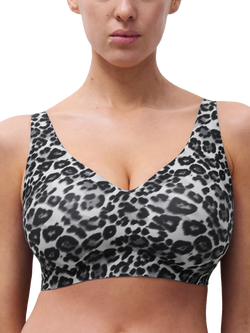 Chantelle Soft Stretch Power Non-Wired Support Bra, Grey Leopard