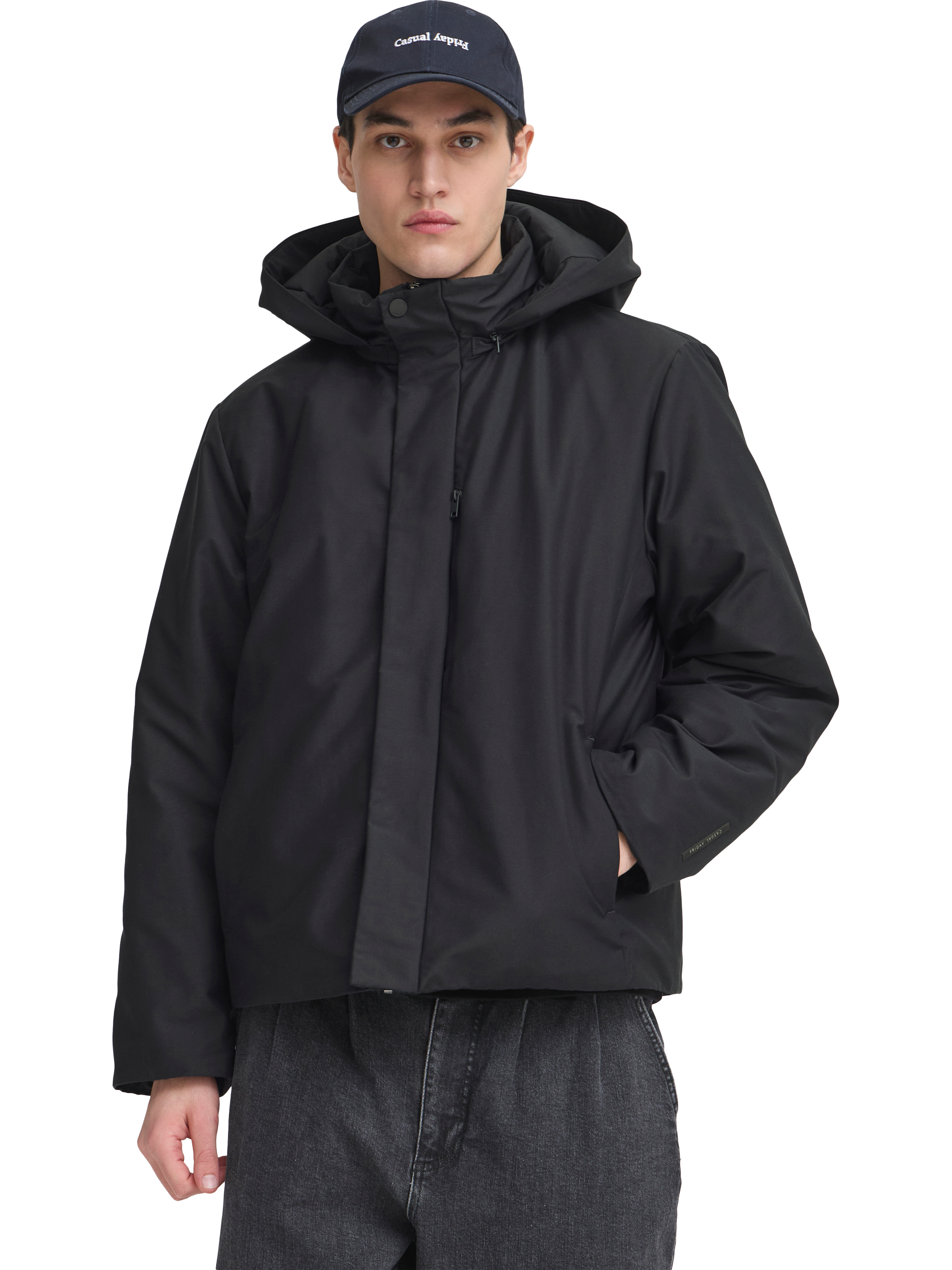 Product image 1 of 7, which shows Casual Friday Wildfred Padded Short Coat, Dark Navy, M