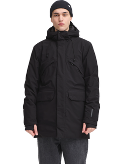 Casual Friday Bergen Zip Popper Hooded Parka, Black Beauty