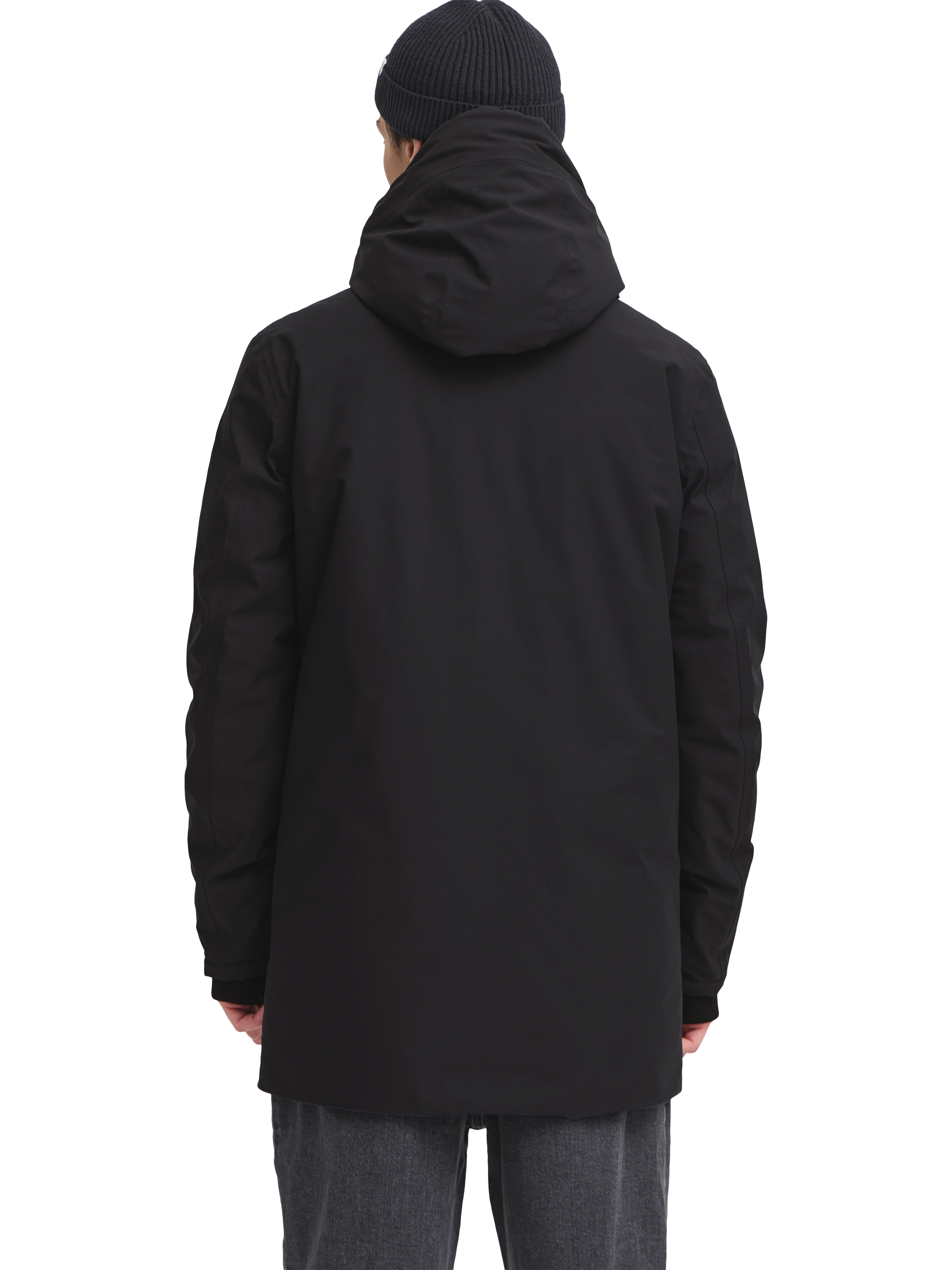 Product image 2 of 7, which shows Casual Friday Bergen Zip Popper Hooded Parka, Black Beauty, M