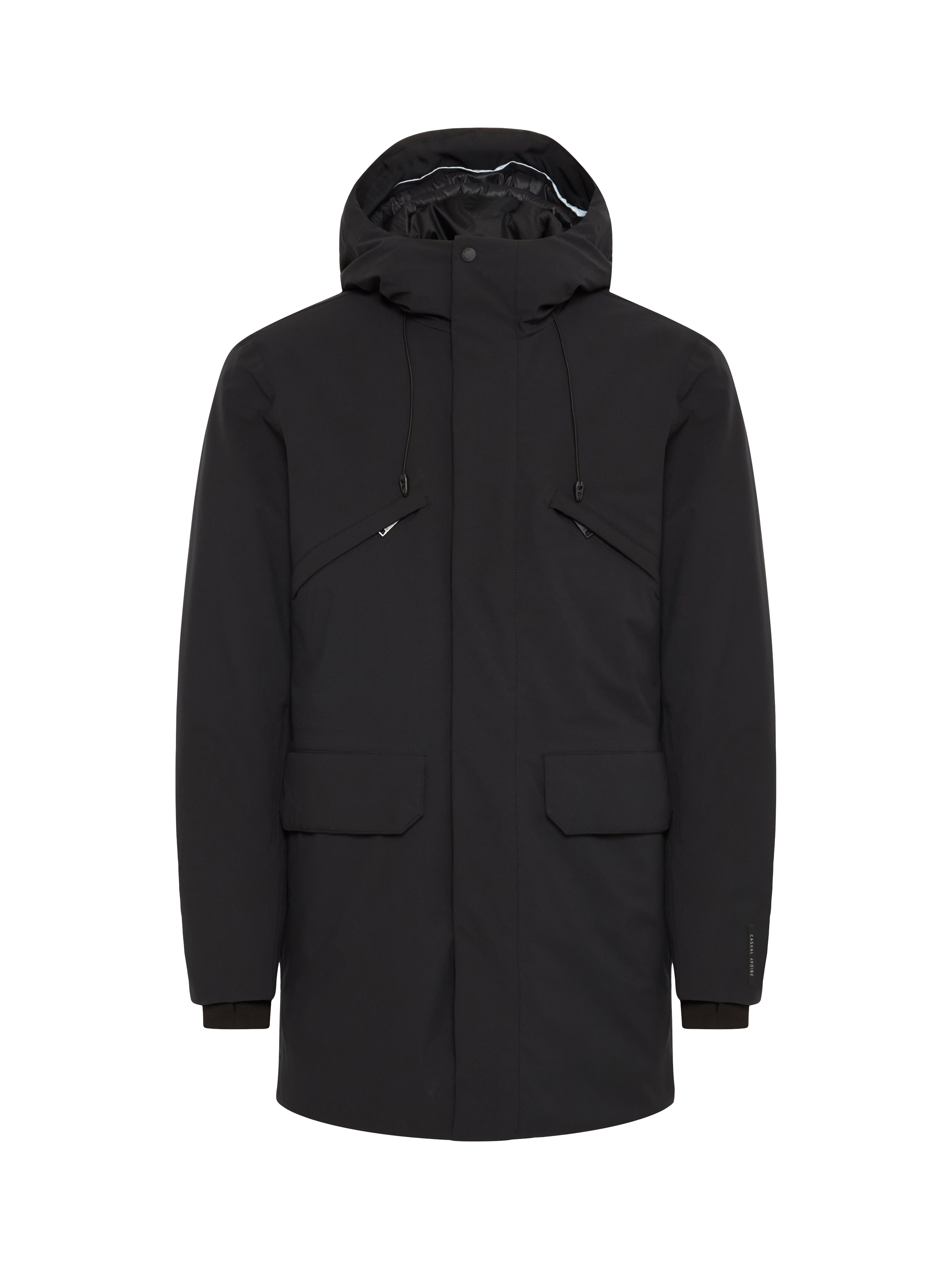 Product image 5 of 7, which shows Casual Friday Bergen Zip Popper Hooded Parka, Black Beauty, M