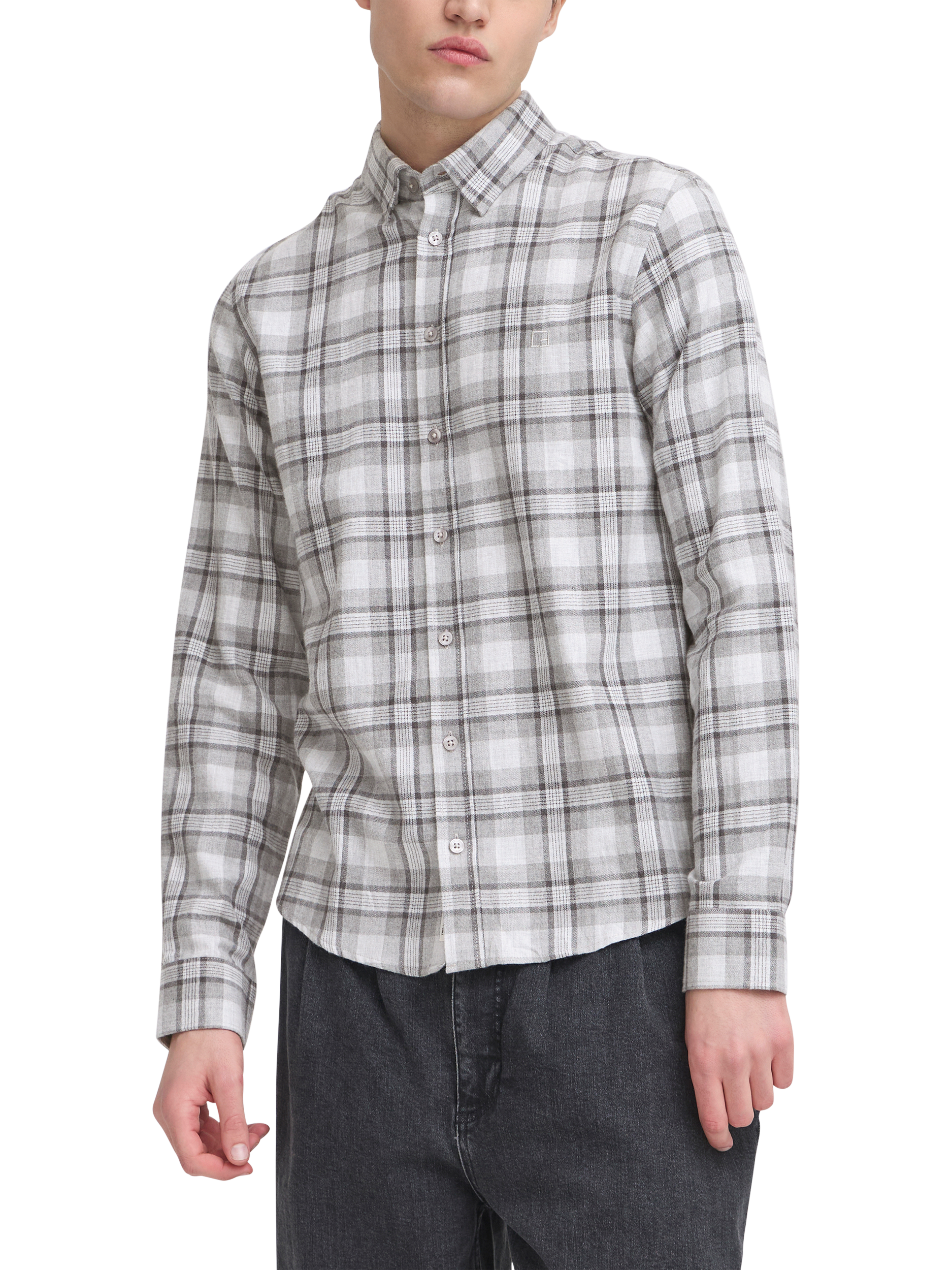 Product image 1 of 7, which shows Casual Friday Anton Check Cotton Shirt, Grey/Multi, XXL