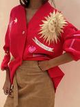 Never Fully Dressed Mystical Motif Cardigan, Red/Multi