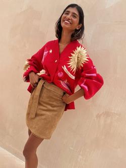 Never Fully Dressed Mystical Motif Cardigan, Red/Multi, Red/Multi