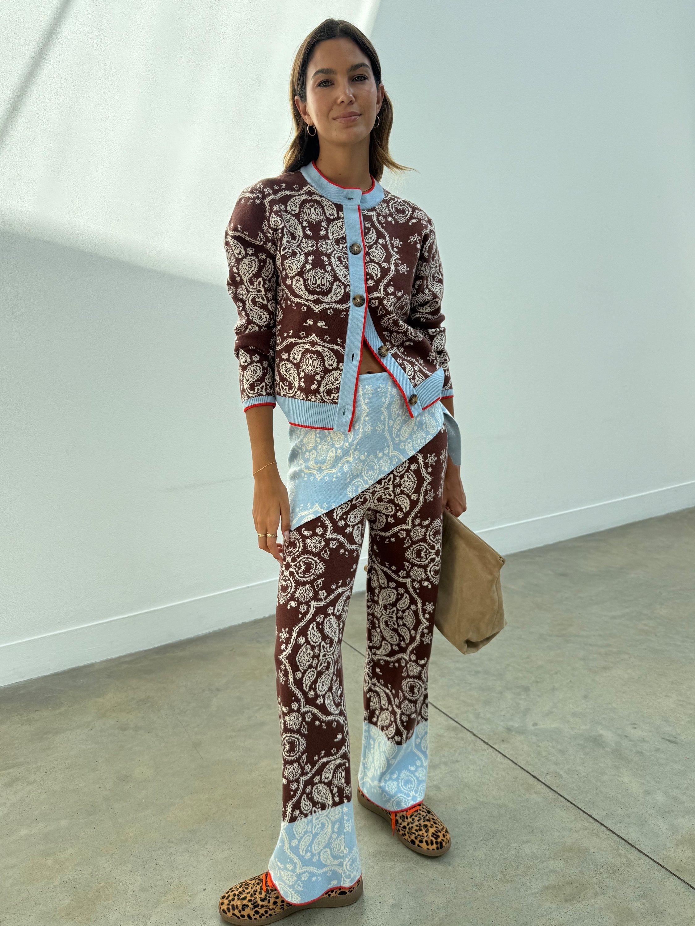 Product image 5 of 6, which shows Never Fully Dressed Holly Bandana Cardigan, Brown/Multi, XS