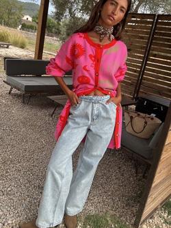 Never Fully Dressed Shae Knit Cardigan Dress, Pink/Multi, Pink/Multi