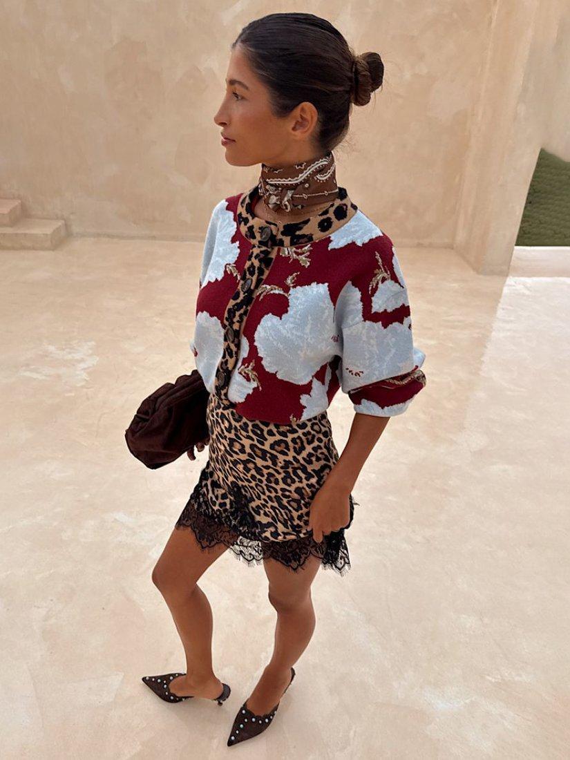 Product image 2 of 4, which shows Never Fully Dressed Knitted Poppy Cardigan, Burgundy, XS