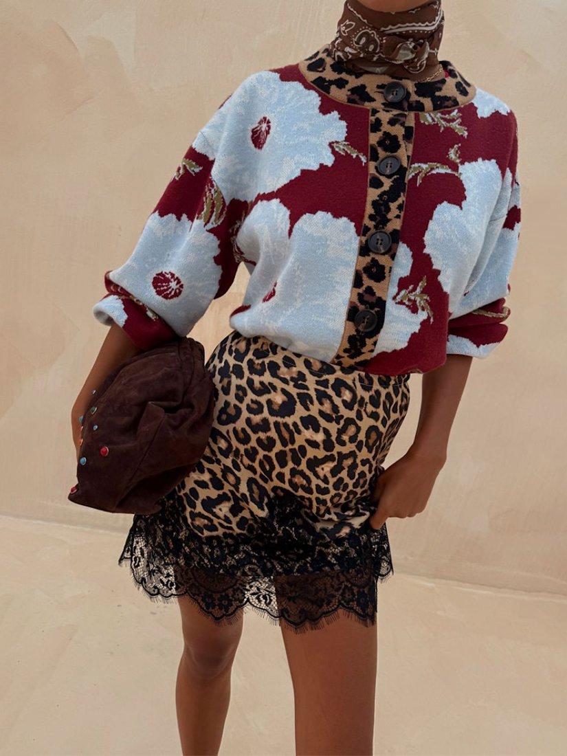 Product image 4 of 4, which shows Never Fully Dressed Knitted Poppy Cardigan, Burgundy, XS