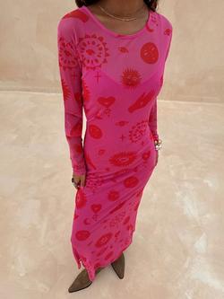 Never Fully Dressed Morocco Mesh Maxi Dress, Pink - view 2, Pink