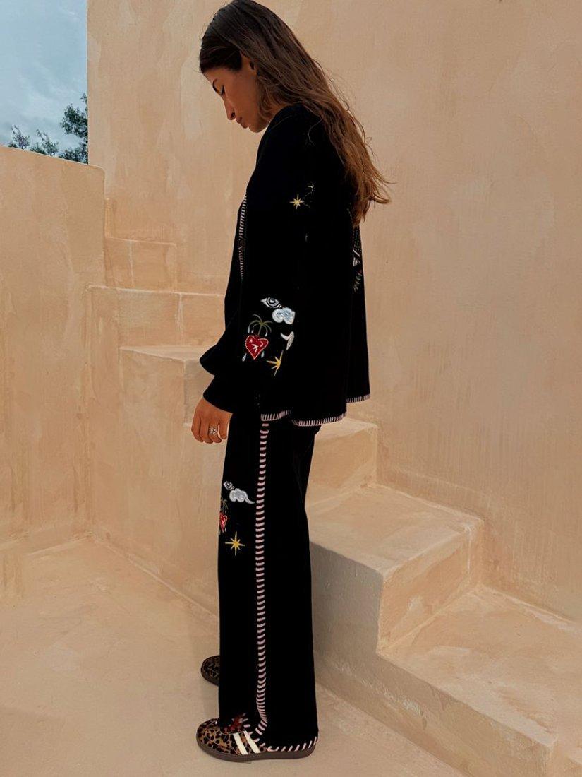 Product image 4 of 4, which shows Never Fully Dressed Night Garden Knit Joggers, Black, XS