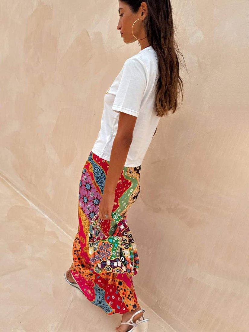 Product image 3 of 4, which shows Never Fully Dressed Dorris Morocco Print Skirt, Multi, 6