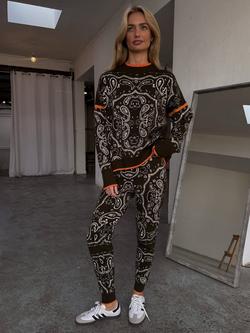 Never Fully Dressed Dana Bandana Print Jumper, Khaki, Khaki